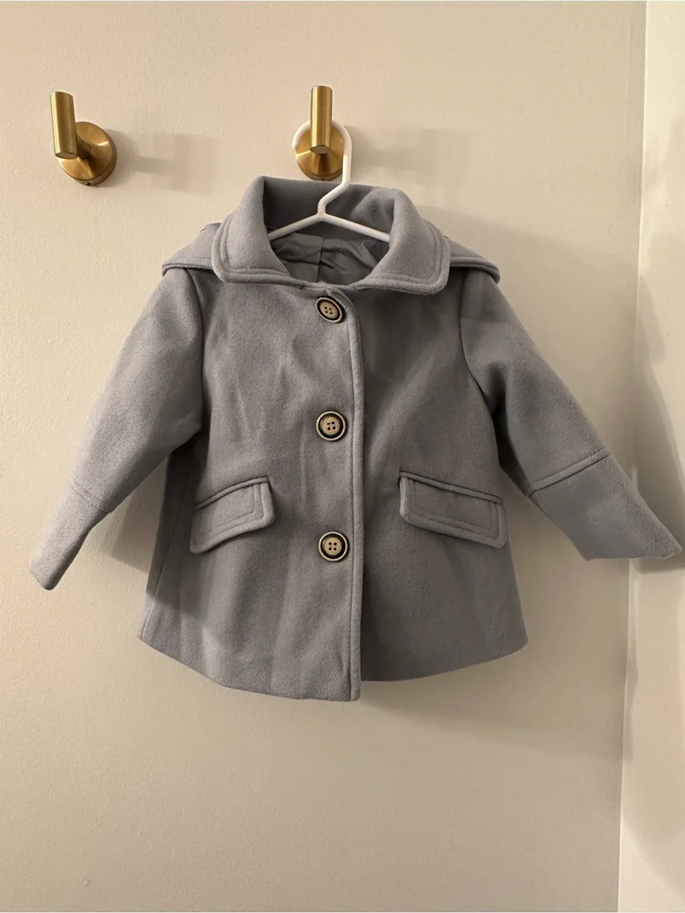 Toddler grey blue hooded coat